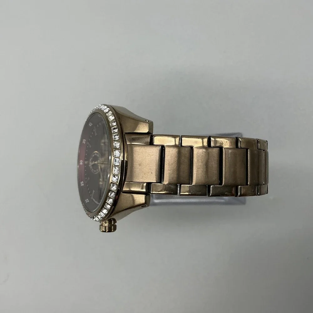 Fossil Riley BQ3040 Womens Watch 40mm Red Dial Gold Tone New Battery 6.5